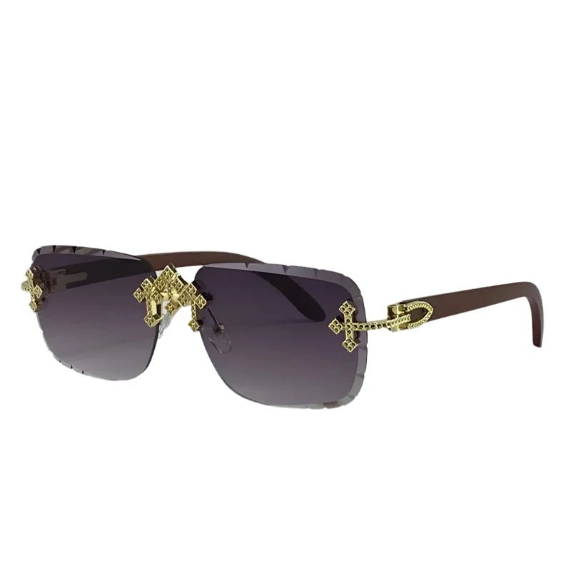 Steampunk Square Rimless Sunglasses for Men - HalleBeauty